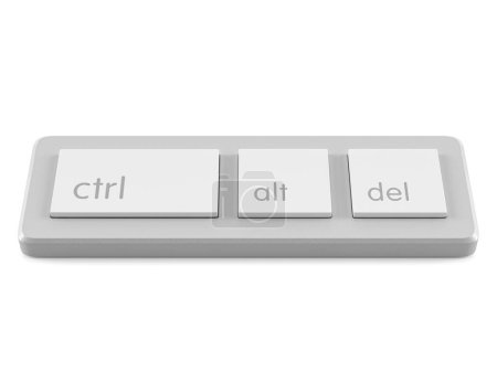 Téléchargez les photos : Mini clavier ctr alt del sur fond blanc. Illustration 3d. - en image libre de droit