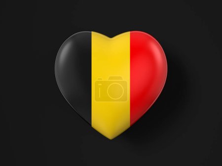 Photo for Belgium heart flag on a black background. 3d illustration. - Royalty Free Image