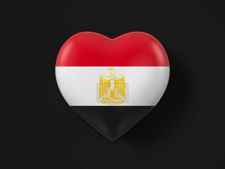 Photo for Egypt heart flag on a black background. 3d illustration. - Royalty Free Image