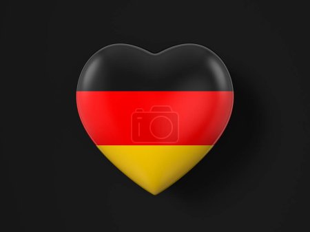 Foto de Bandera del corazón de Alemania sobre fondo negro. ilustración 3d. - Imagen libre de derechos