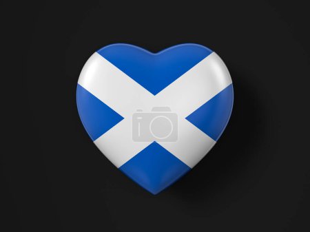 Photo for Scotland heart flag on a black background. 3d illustration. - Royalty Free Image