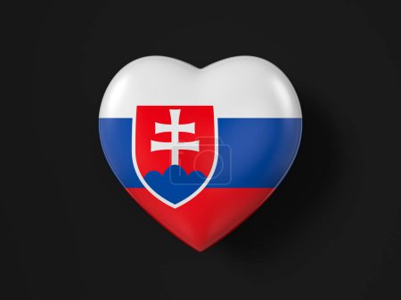 Téléchargez les photos : Drapeau coeur Slovaquie sur fond noir. Illustration 3d. - en image libre de droit
