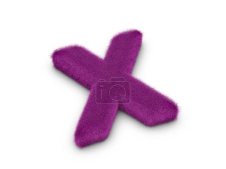 Photo for Fur letter X on a white background. 3d illustration. - Royalty Free Image