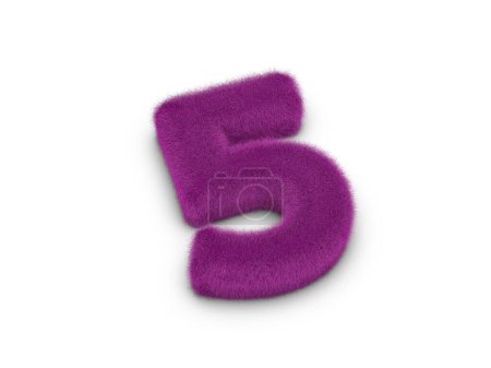 Photo for Fur number Five on a white background. 3d illustration. - Royalty Free Image