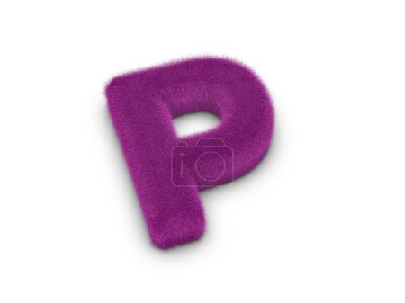 Photo for Fur letter P on a white background. 3d illustration. - Royalty Free Image