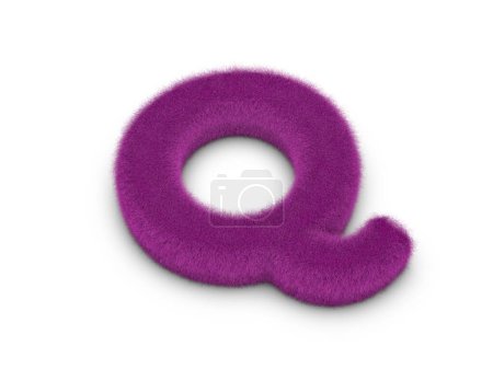 Photo for Fur letter Q on a white background. 3d illustration. - Royalty Free Image
