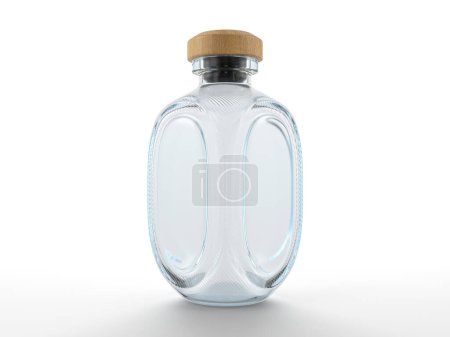 Photo for Glass bottle on a white background. 3d illustration. - Royalty Free Image
