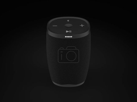 Photo for Bluetooth speaker on a black background. 3d illustration. - Royalty Free Image
