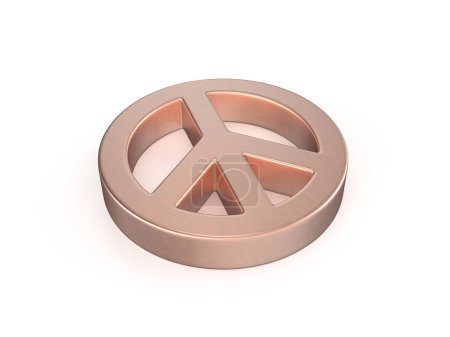 Photo for Cooper peace symbol on a white background. 3d illustration. - Royalty Free Image