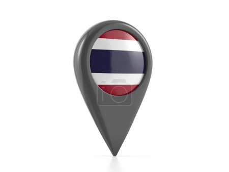 Foto de Mapa marcador con bandera de Tailandia sobre un fondo blanco. ilustración 3d. - Imagen libre de derechos
