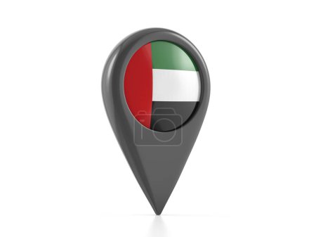 Téléchargez les photos : Marqueur de carte avec drapeau des Émirats arabes unis sur fond blanc. Illustration 3d. - en image libre de droit