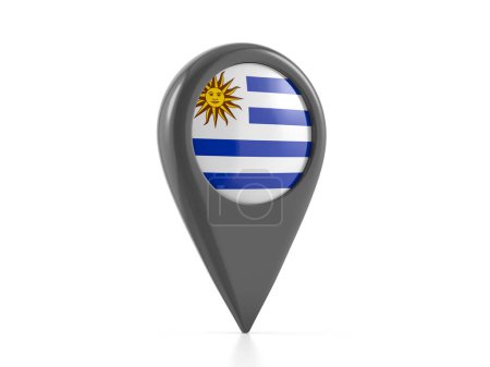 Téléchargez les photos : Marqueur de carte avec drapeau de l'Uruguay sur fond blanc. Illustration 3d. - en image libre de droit