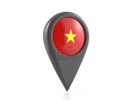 Téléchargez les photos : Marqueur de carte avec drapeau du Vietnam sur fond blanc. Illustration 3d. - en image libre de droit