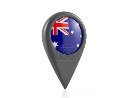 Foto de Marcador de mapa con bandera de Australia sobre fondo blanco. ilustración 3d. - Imagen libre de derechos