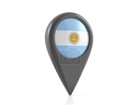 Téléchargez les photos : Marqueur de carte avec drapeau argentin sur fond blanc. Illustration 3d. - en image libre de droit