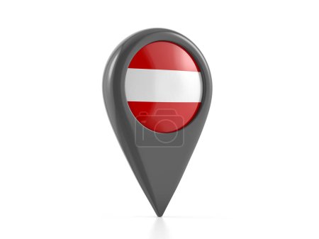 Téléchargez les photos : Marqueur de carte avec drapeau autrichien sur fond blanc. Illustration 3d. - en image libre de droit