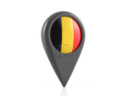 Téléchargez les photos : Marqueur de carte avec drapeau belge sur fond blanc. Illustration 3d. - en image libre de droit