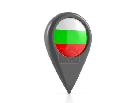 Foto de Mapa marcador con bandera de Bulgaria sobre un fondo blanco. ilustración 3d. - Imagen libre de derechos