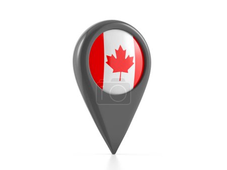 Foto de Mapa marcador con bandera de Canadá sobre un fondo blanco. ilustración 3d. - Imagen libre de derechos