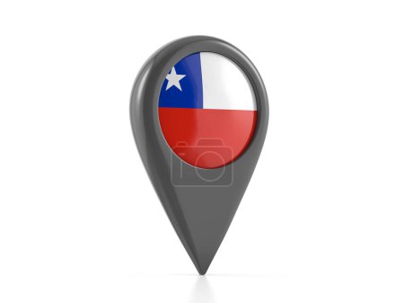 Photo for Map marker with Chile flag on a white background. 3d illustration. - Royalty Free Image