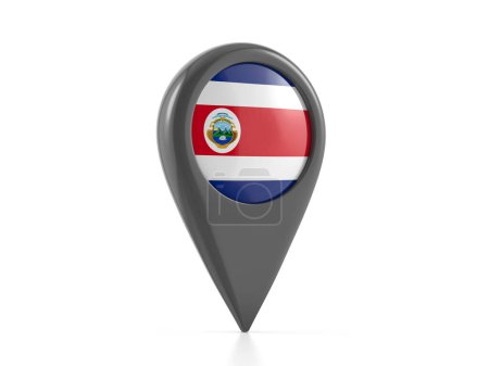 Téléchargez les photos : Marqueur de carte avec drapeau du Costa Rica sur fond blanc. Illustration 3d. - en image libre de droit