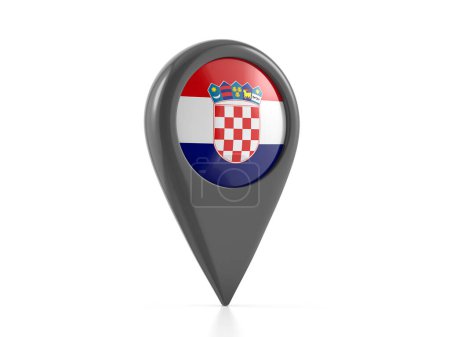 Téléchargez les photos : Marqueur de carte avec drapeau croate sur fond blanc. Illustration 3d. - en image libre de droit