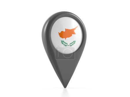 Foto de Mapa marcador con la bandera de Chipre sobre un fondo blanco. ilustración 3d. - Imagen libre de derechos