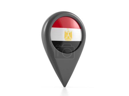 Téléchargez les photos : Marqueur de carte avec drapeau égyptien sur fond blanc. Illustration 3d. - en image libre de droit