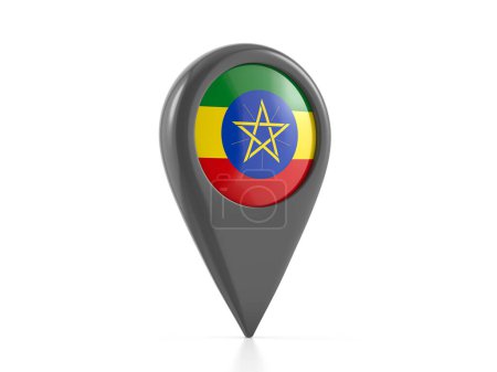 Photo for Map marker with Ethiopia flag on a white background. 3d illustration. - Royalty Free Image