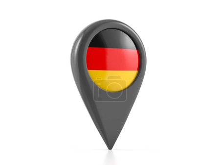 Photo for Map marker with Germany flag on a white background. 3d illustration. - Royalty Free Image
