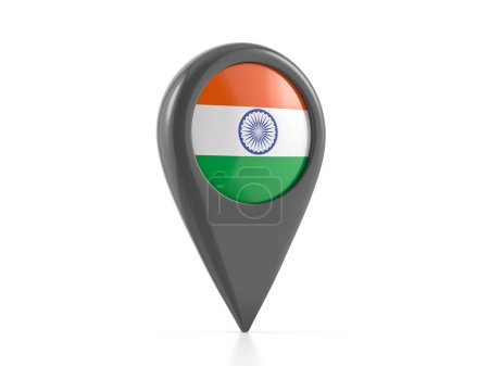 Photo for Map marker with India flag on a white background. 3d illustration. - Royalty Free Image