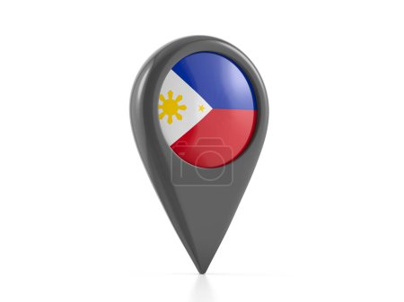 Téléchargez les photos : Marqueur de carte avec drapeau des Philippines sur fond blanc. Illustration 3d. - en image libre de droit