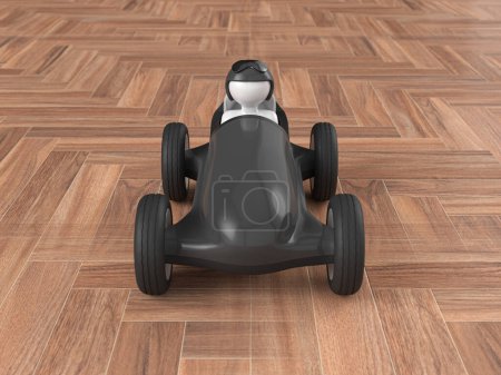 Photo for Toy car on a parquet floor. 3d illustration. - Royalty Free Image