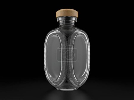 Foto de Botella de vidrio sobre fondo negro. ilustración 3d. - Imagen libre de derechos