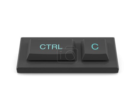 Mini teclado ctrl C sobre fondo blanco. ilustración 3d.