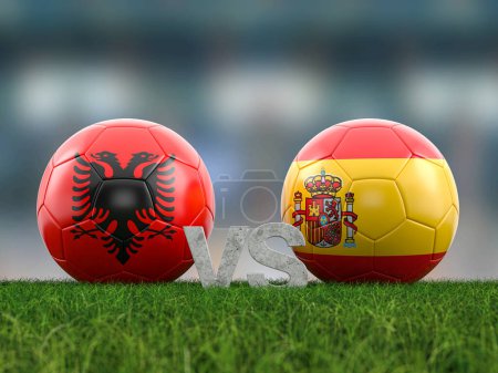 Football euro cup group B Albania vs Spain. 3d illustration.