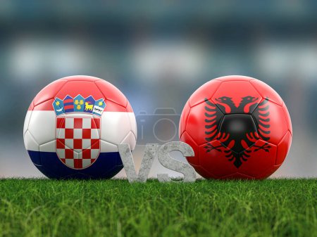 Fußball-EM-Gruppe B Kroatien gegen Albanien. 3D-Illustration.
