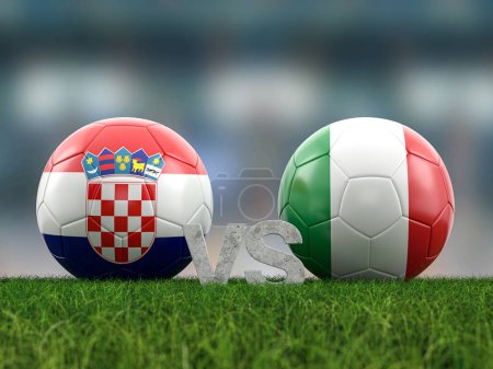 Football Coupe d'euro groupe B Croatie vs Italie. Illustration 3d.