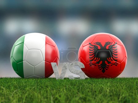 Foto de Copa euro de fútbol grupo B Italia vs Albania. ilustración 3d. - Imagen libre de derechos