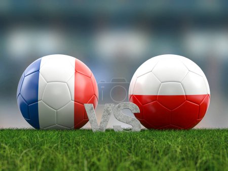 Football euro cup group D France vs Poland. 3d illustration.