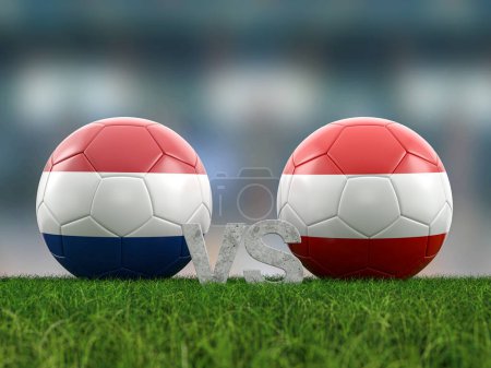 Football euro cup group D Netherlands vs Austria. 3d illustration.