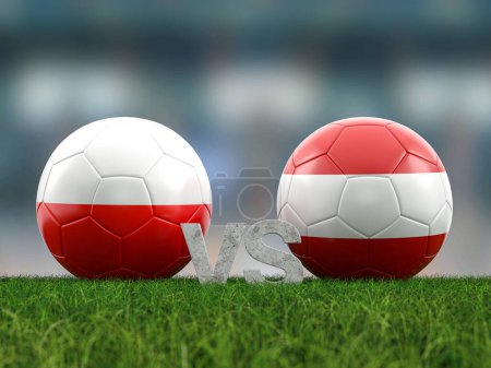 Football euro cup group D Poland vs Austria. 3d illustration.