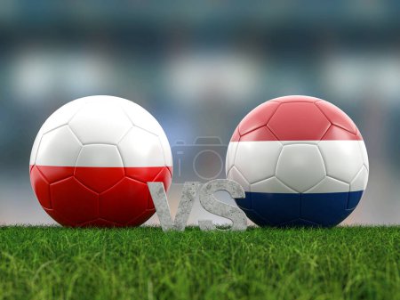 Football euro cup group D Poland vs Netherlands. 3d illustration.