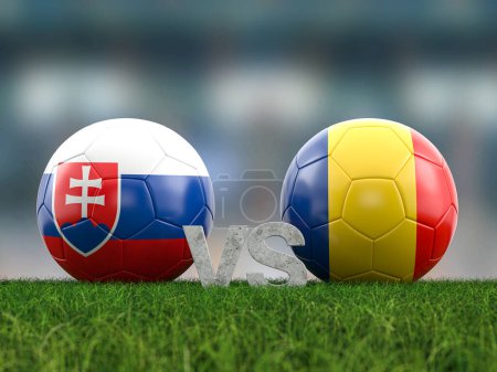 Foto de Copa del euro de fútbol grupo E Eslovaquia vs Rumania. ilustración 3d. - Imagen libre de derechos