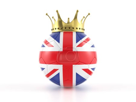 Photo for UK flag soccer ball with crown on a white background. 3d illustration. - Royalty Free Image