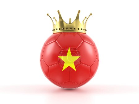 Téléchargez les photos : Balle de football drapeau vietnamien avec couronne sur fond blanc. Illustration 3d. - en image libre de droit