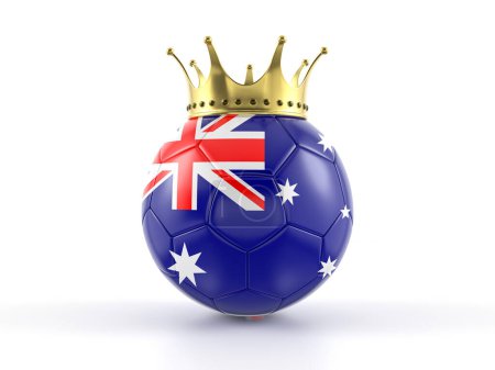 Téléchargez les photos : Australie drapeau ballon de football avec couronne sur un fond blanc. Illustration 3d. - en image libre de droit
