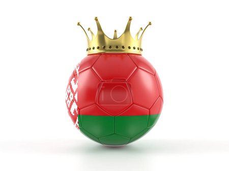 Téléchargez les photos : Bélarus drapeau ballon de football avec couronne sur un fond blanc. Illustration 3d. - en image libre de droit