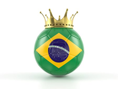 Photo for Brazil flag soccer ball with crown on a white background. 3d illustration. - Royalty Free Image
