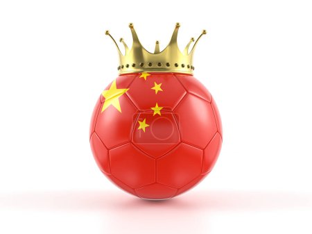 Photo for China flag soccer ball with crown on a white background. 3d illustration. - Royalty Free Image